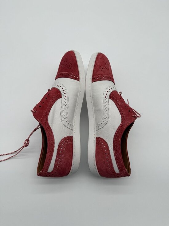 New Allen Edmonds Shoes Men\'s Size 10 Red White Leather Casual Sneakers 5530 main image 6